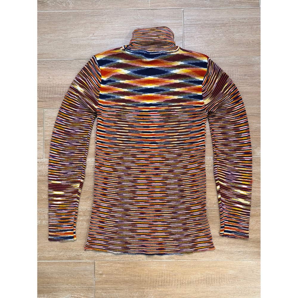 Vintage Collage Space Dye Turtleneck Sweater Multicolor Striped Acrylic Knit Am - Picture 8 of 8
